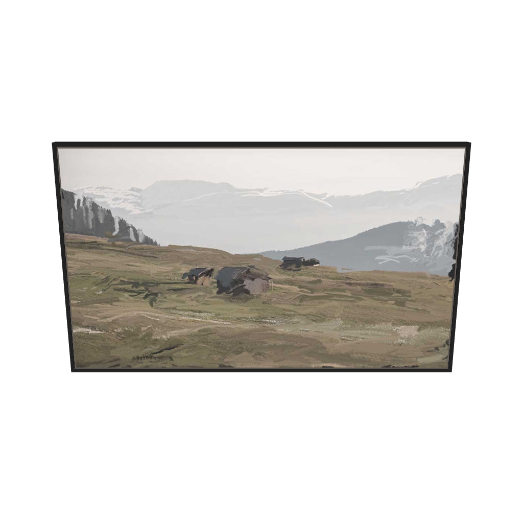 [ah-ar-v1:91c875b8eddf217bb3f870c3] Highlands Forest Landscape Canvas Art — 120 x 70 cm, black frame (AR scale)
