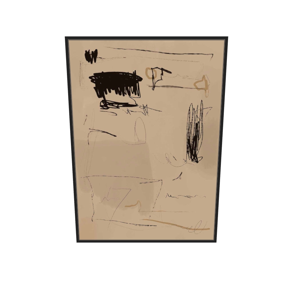 [ah-ar-v1:fce19e01abd540fb26c19c62] Cave Drawings II Canvas Art — 70 x 100 cm, black frame (AR scale)