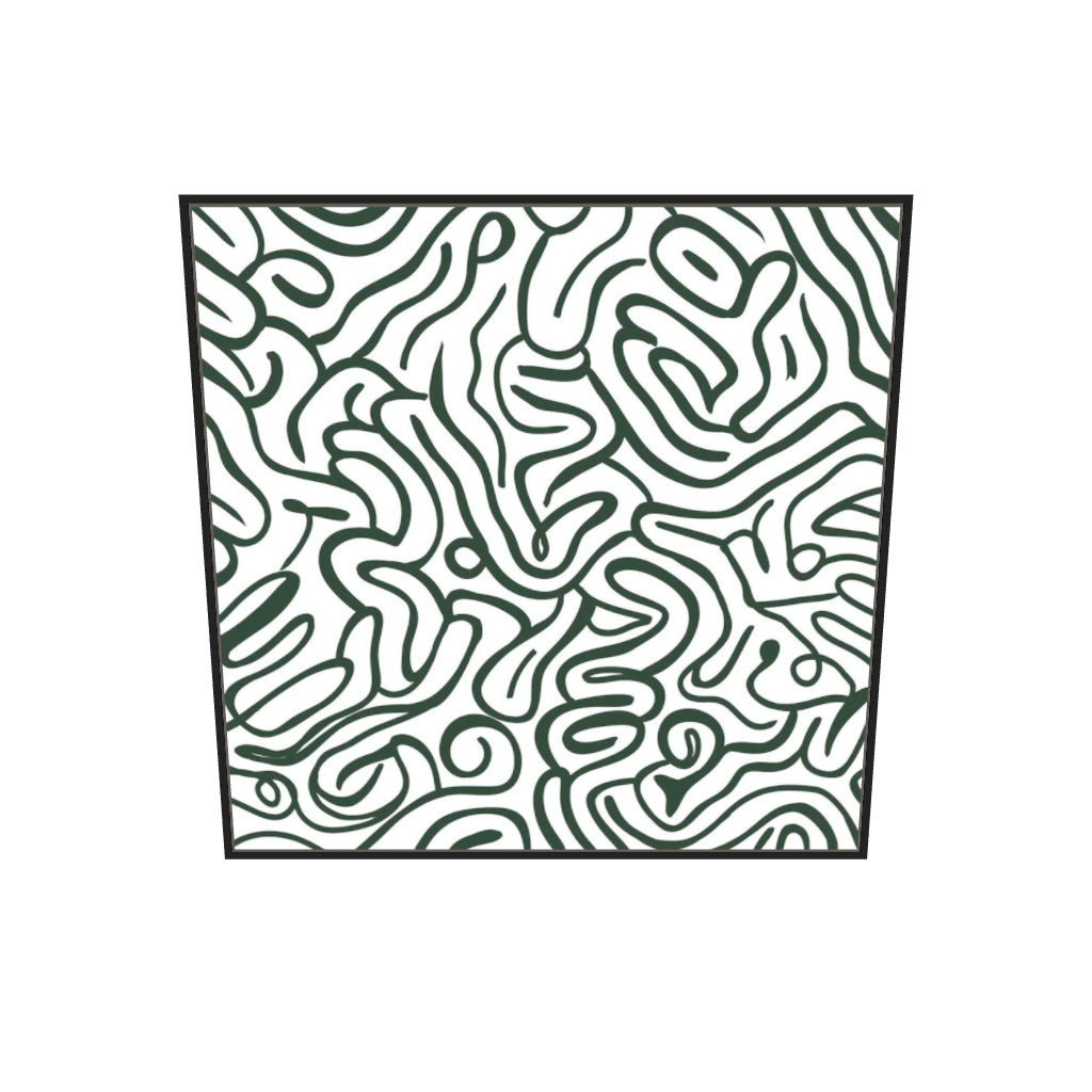[ah-ar-v1:aa61874174329f386d31c88d] Retro Green Curves Canvas Art — 100 x 100 cm, black frame (AR scale)