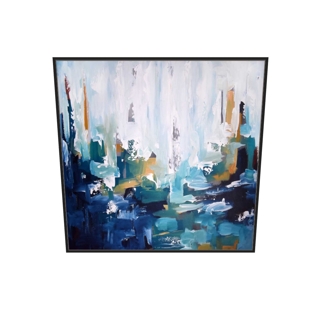 [ah-ar-v1:d7b096f6456d3b5d59b3715f] Abstract Forest Canvas Art — 100 x 100 cm, black frame (AR scale)