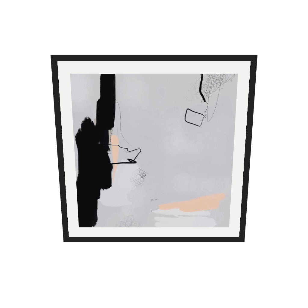 [ah-ar-v1:8802443910c4de5b4b0642c4] Pillow Talk Art Print — 70 x 70 cm, black frame (AR scale)