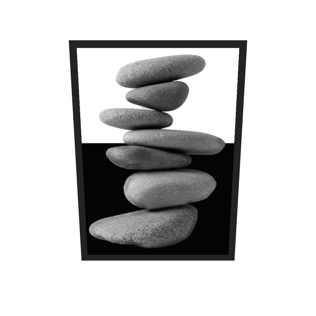 [ah-ar-v1:1b98153cc16e1340d6549143] Balancing Stones Art Print — 50 x 70 cm, black frame (AR scale)
