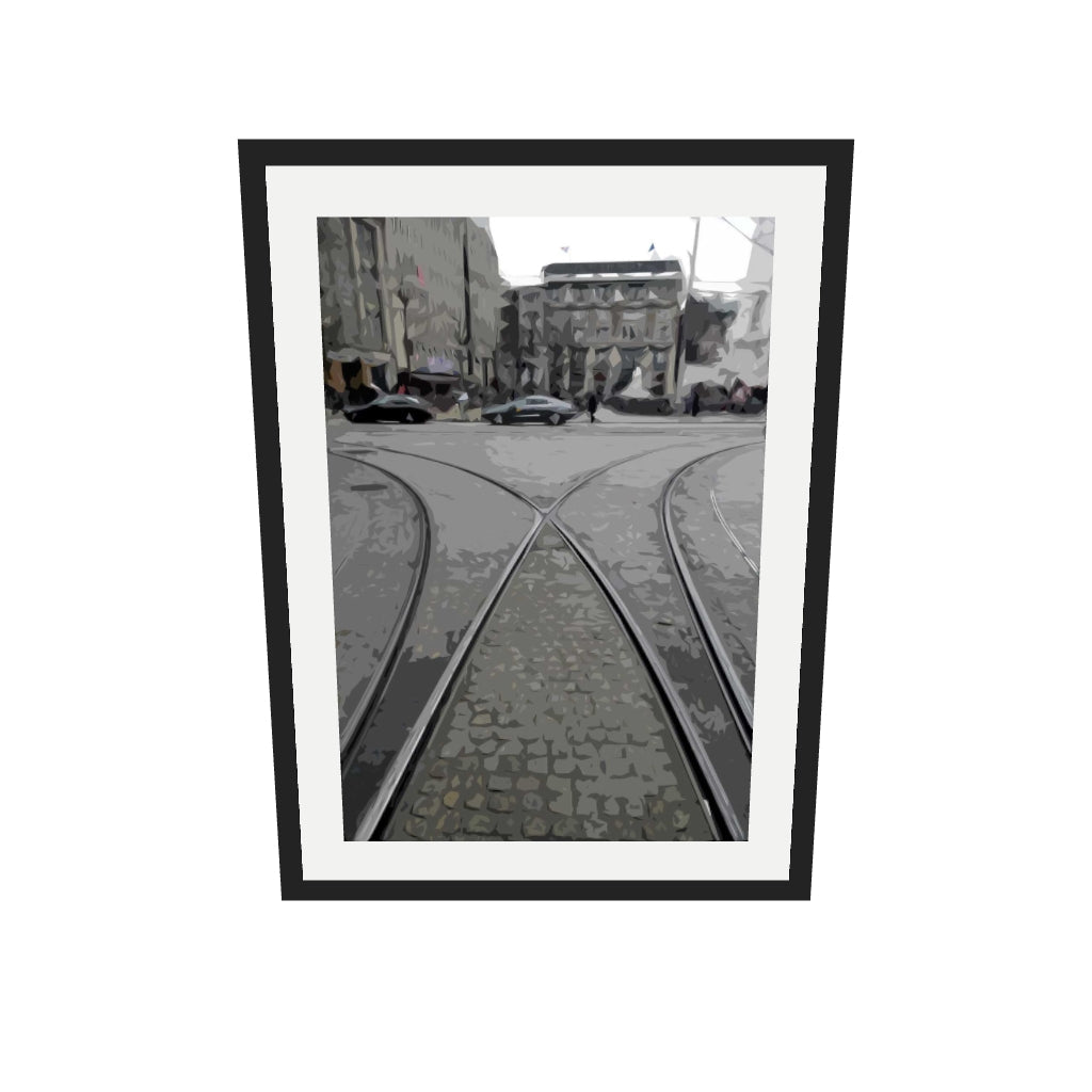 [ah-ar-v1:5e75f384091b1ff91b60ca64] Amsterdam Tram Art Print — 50 x 70 cm, black frame (AR scale)