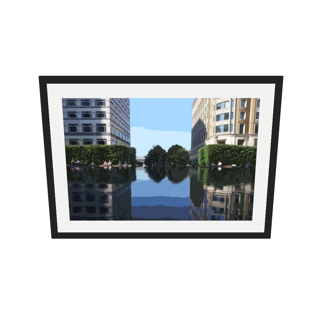 [ah-ar-v1:a5c142a544d1e1b39f5f4647] Brushed Canary Wharf, London Art Print — 50 x 70 cm, black frame (AR scale)