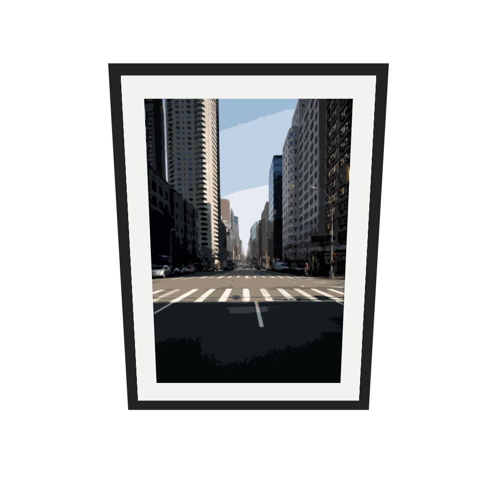 [ah-ar-v1:f5e7cbf3924f2bec71f8934f] Brushed New York Art Print — 50 x 70 cm, black frame (AR scale)
