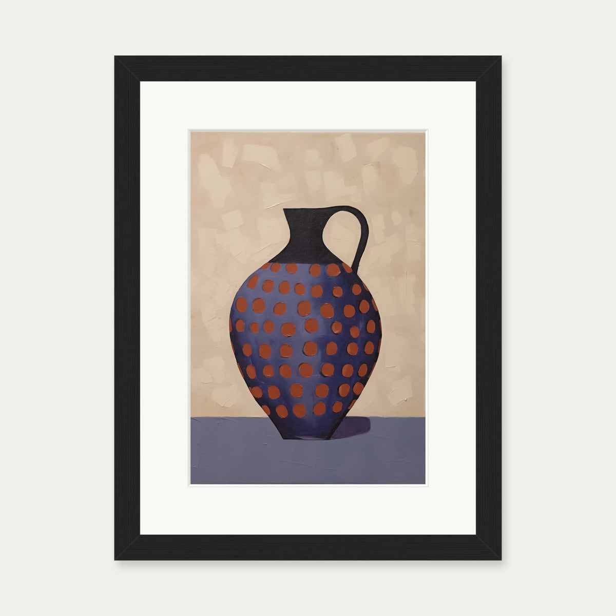 Purple And Terracotta Pot Art Print — 30 x 40 cm — Black Frame
