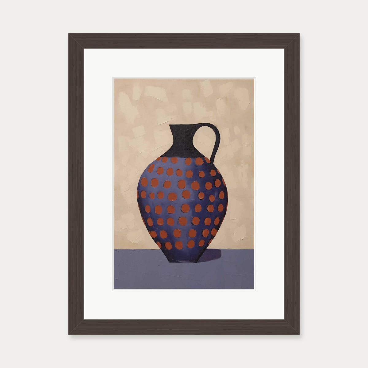 Purple And Terracotta Pot Art Print — 30 x 40 cm — Brown Frame