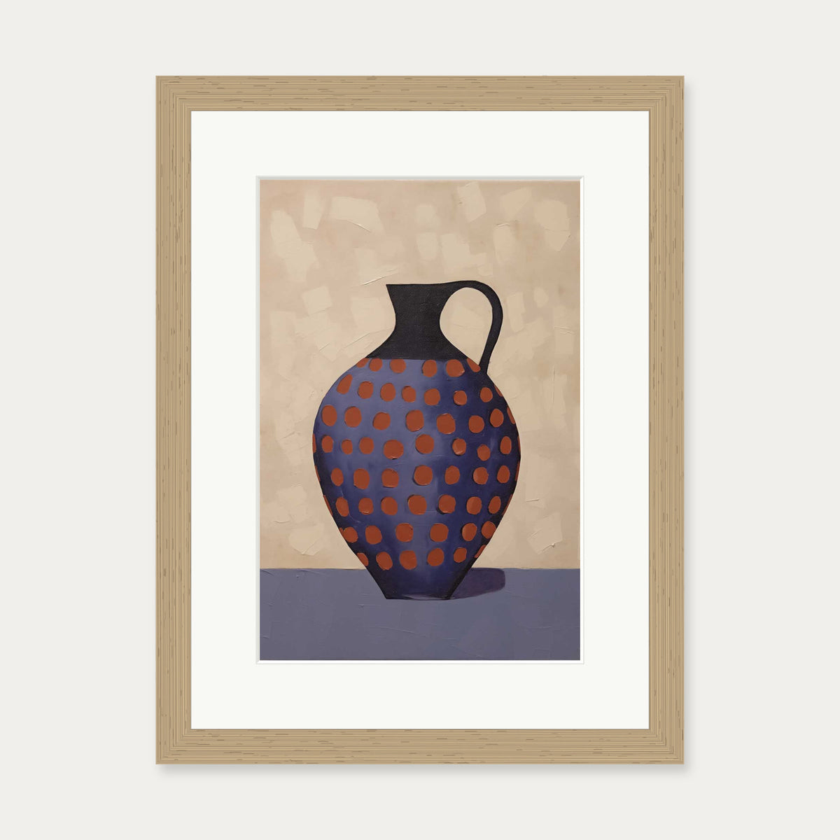 Purple And Terracotta Pot Art Print — 30 x 40 cm — Oak Frame