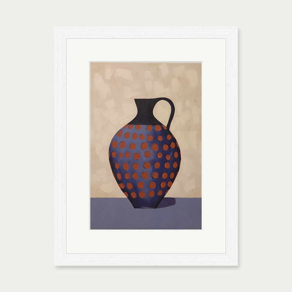 Purple And Terracotta Pot Art Print — 30 x 40 cm — White Frame