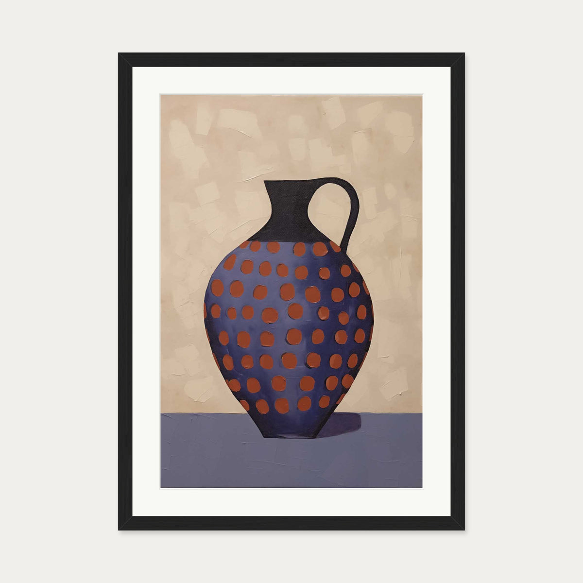 Purple And Terracotta Pot Art Print — 50 x 70 cm — Black Frame