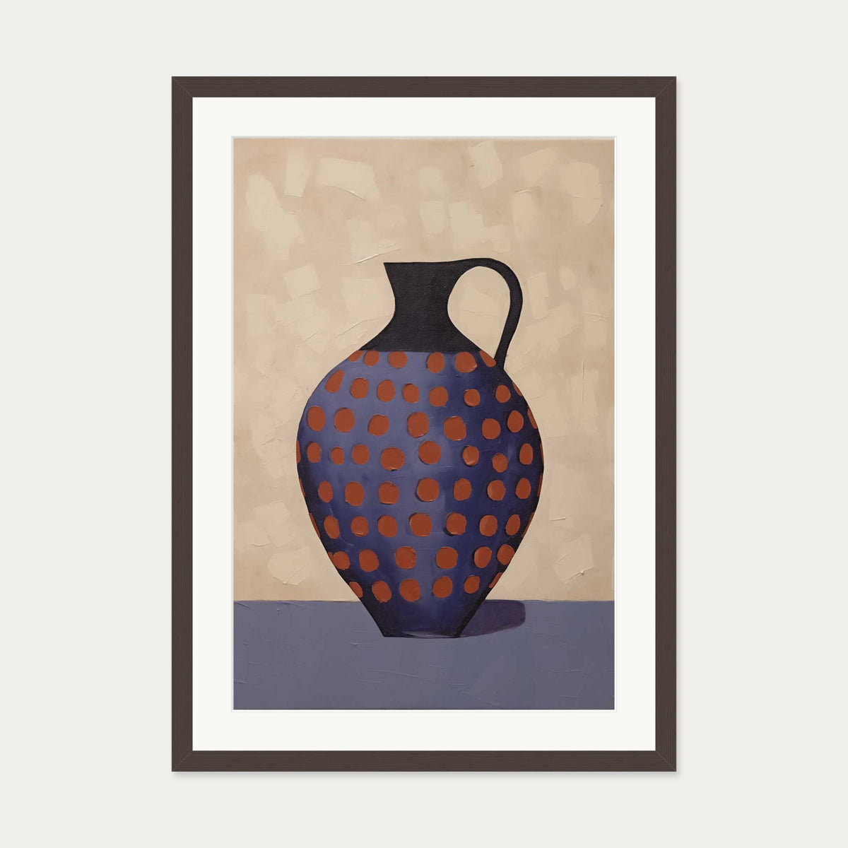 Purple And Terracotta Pot Art Print — 50 x 70 cm — Brown Frame