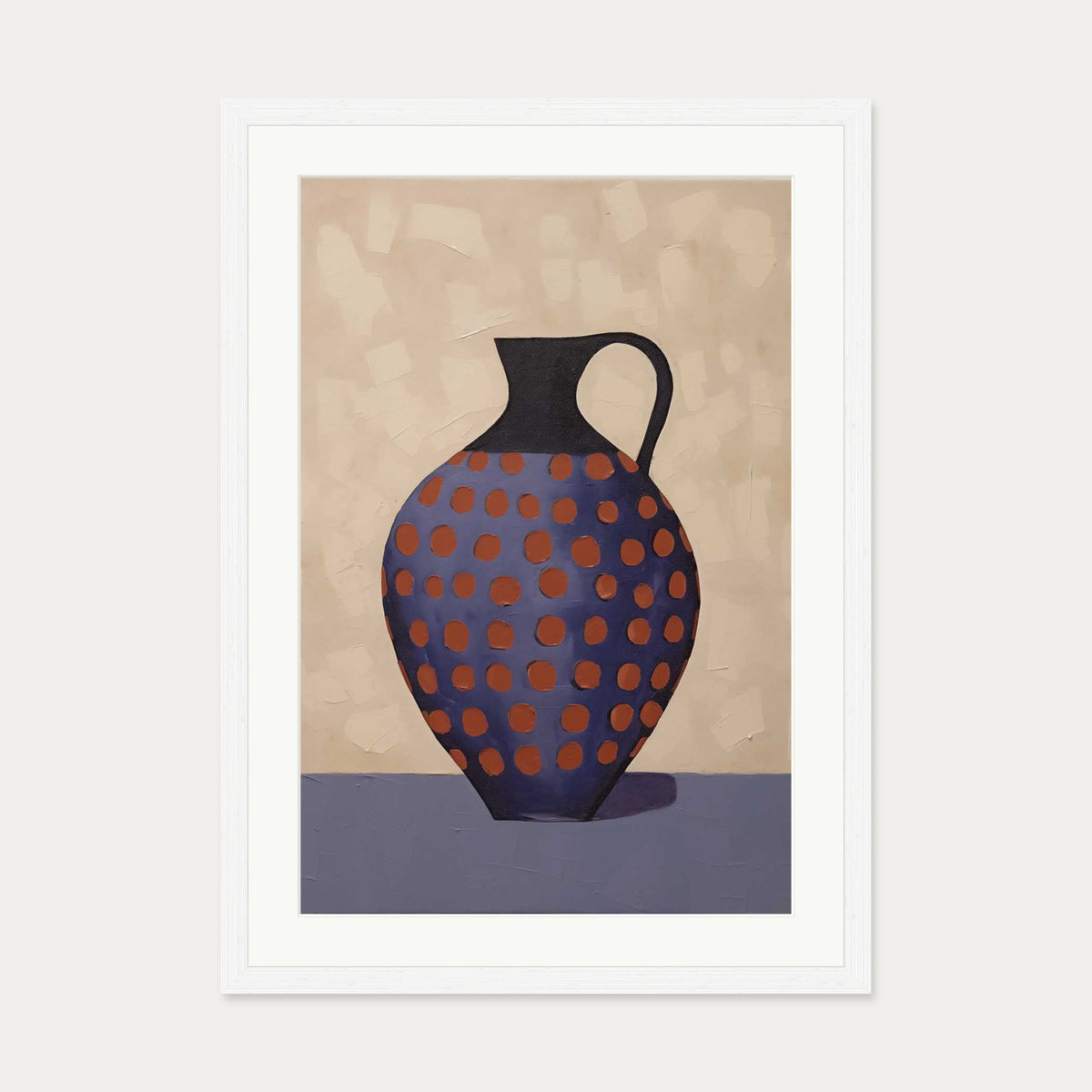 Purple And Terracotta Pot Art Print — 50 x 70 cm — White Frame