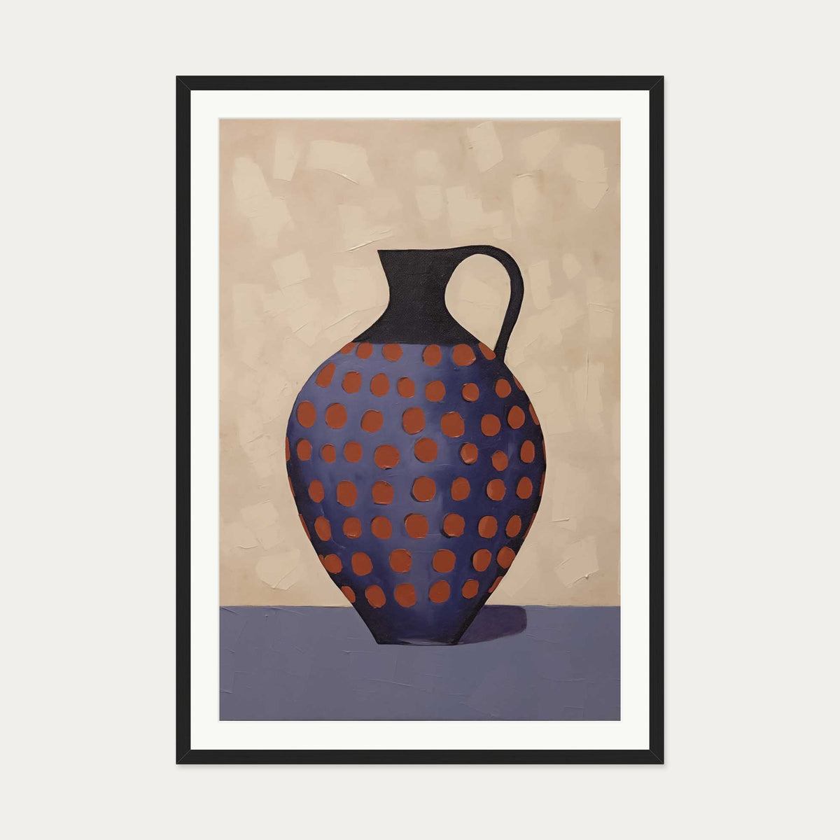 Purple And Terracotta Pot Art Print — 70 x 100 cm — Black Frame