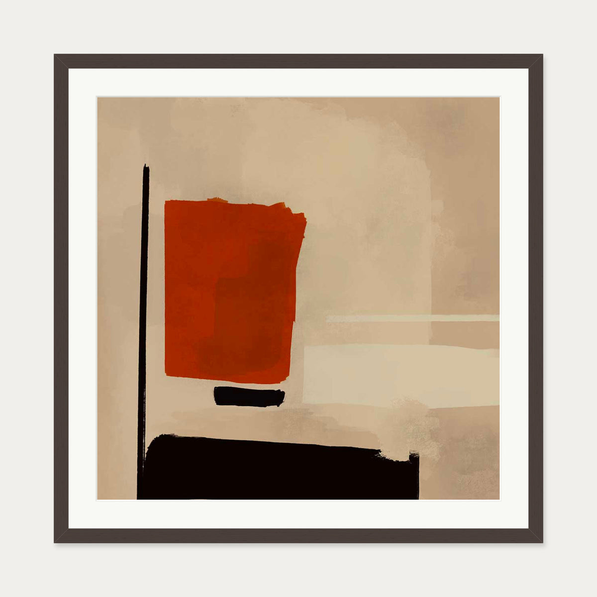 Reaching Out Art Print — 70 x 70 cm — Brown Frame