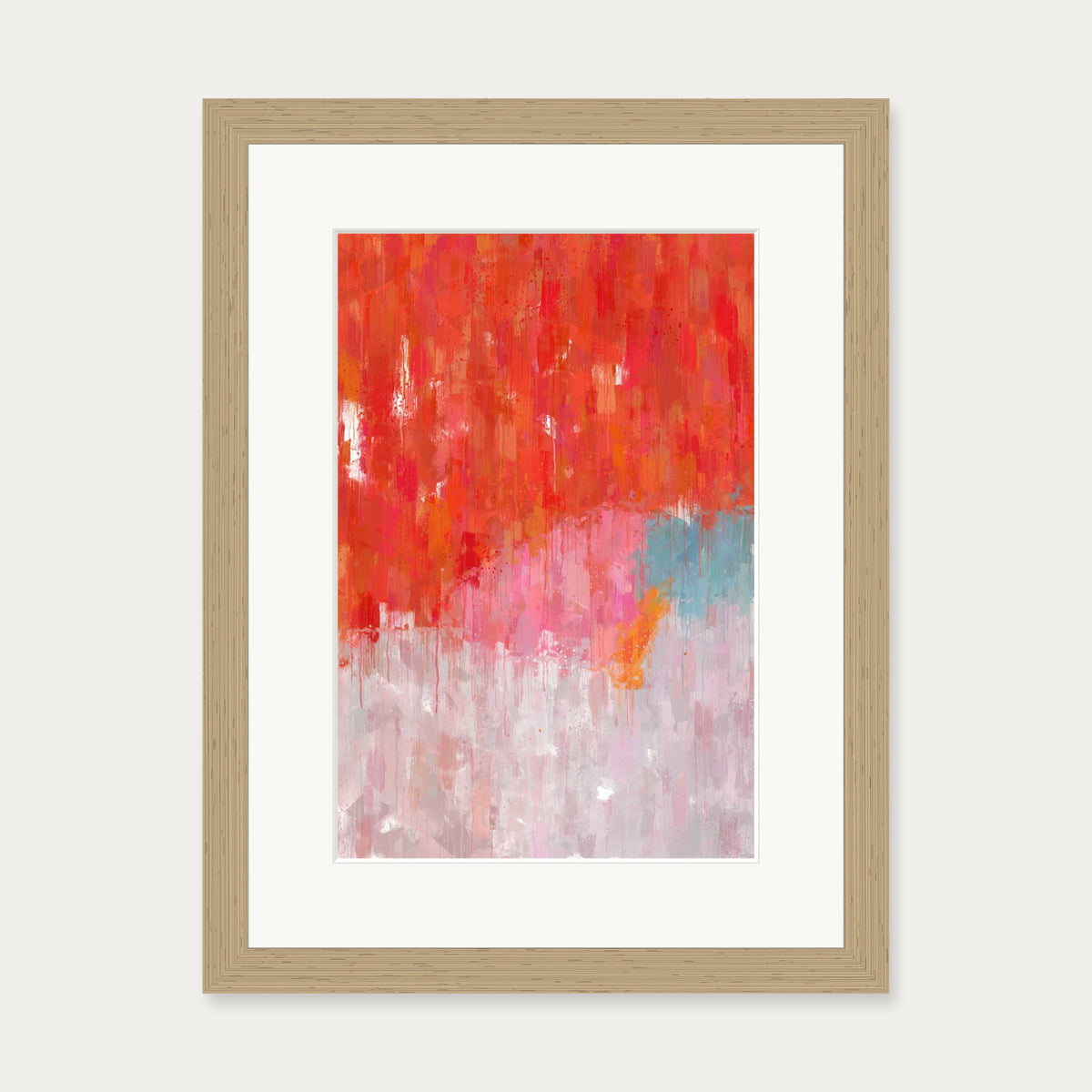 Red Abstract Texture Art Print — 30 x 40 cm — Oak Frame