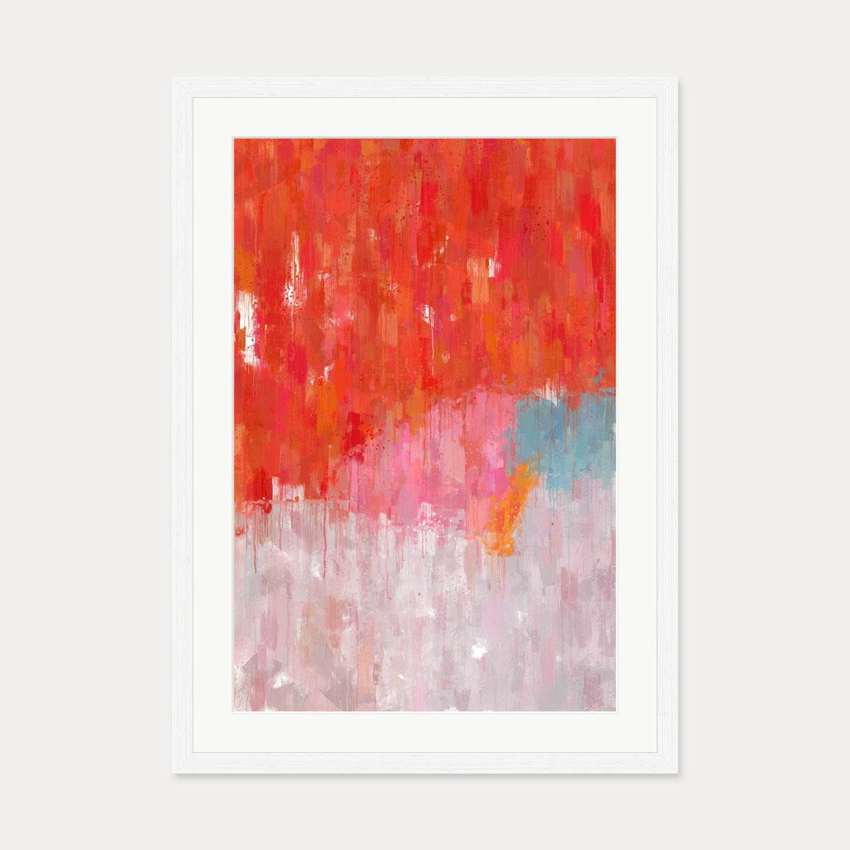 Red Abstract Texture Art Print — 50 x 70 cm — White Frame