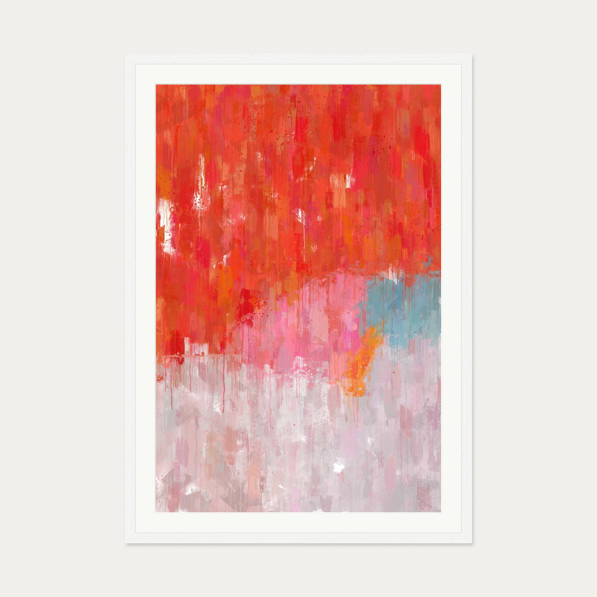 Red Abstract Texture Art Print — 70 x 100 cm — White Frame