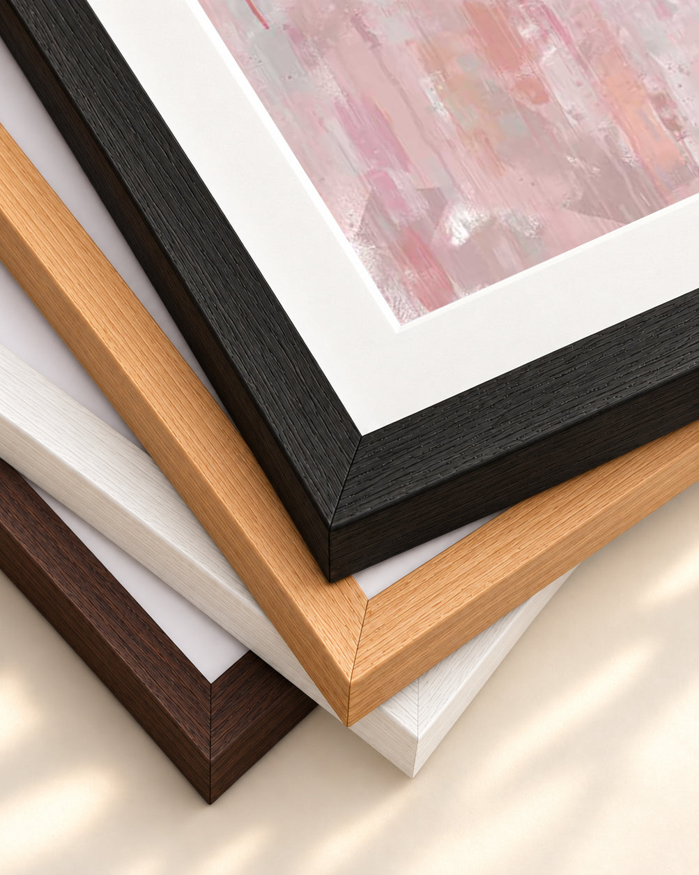 Red Abstract Texture Art Print — framed print corner with 5 cm mount and bevel