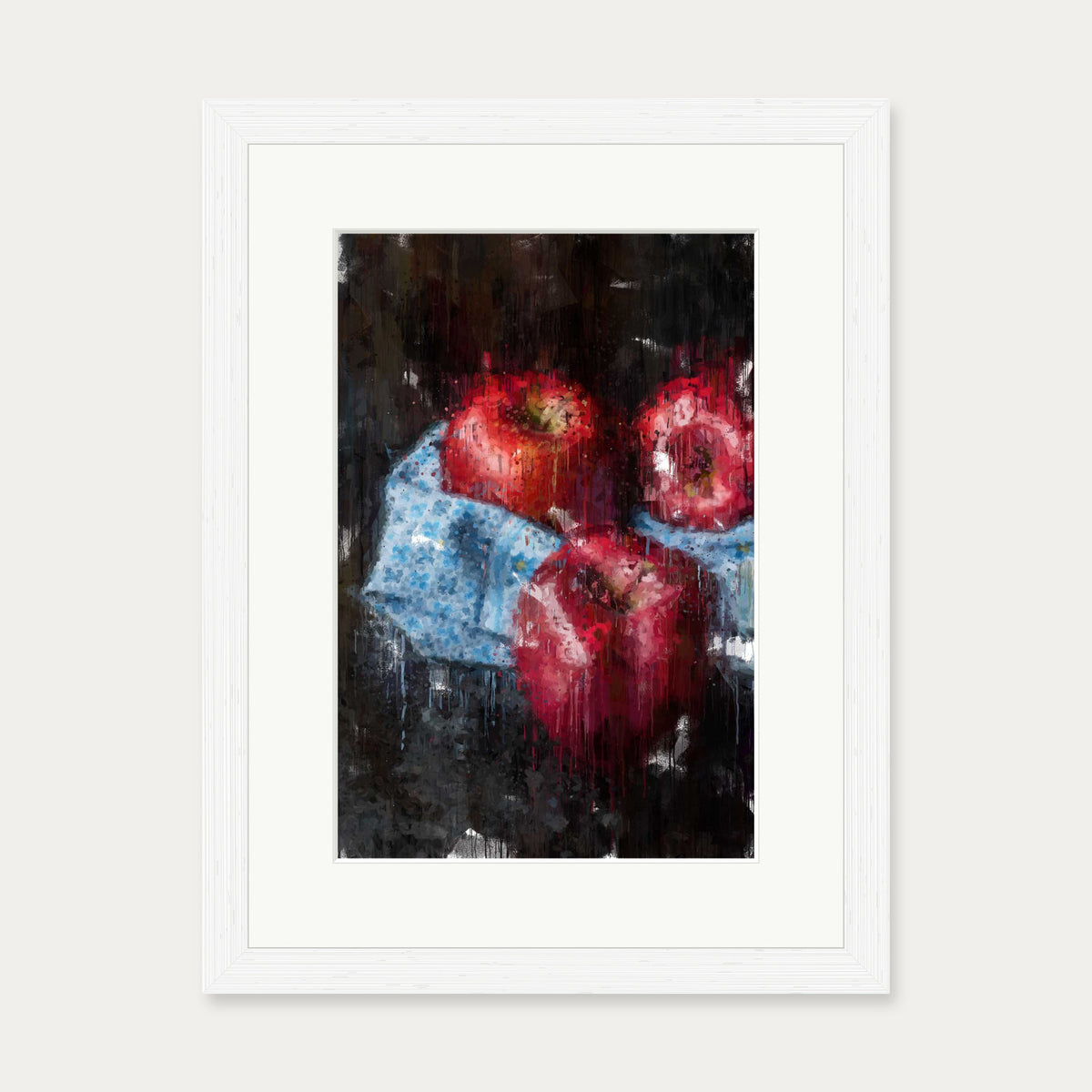Red Apples Painting Art Print — 30 x 40 cm — White Frame