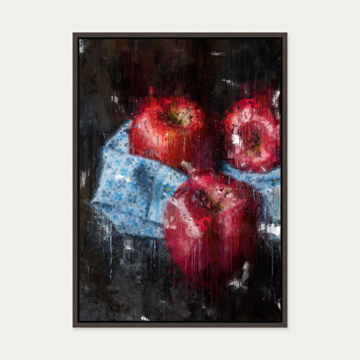 Red Apples Still Life Canvas Art — 50 x 70 cm — Brown Frame
