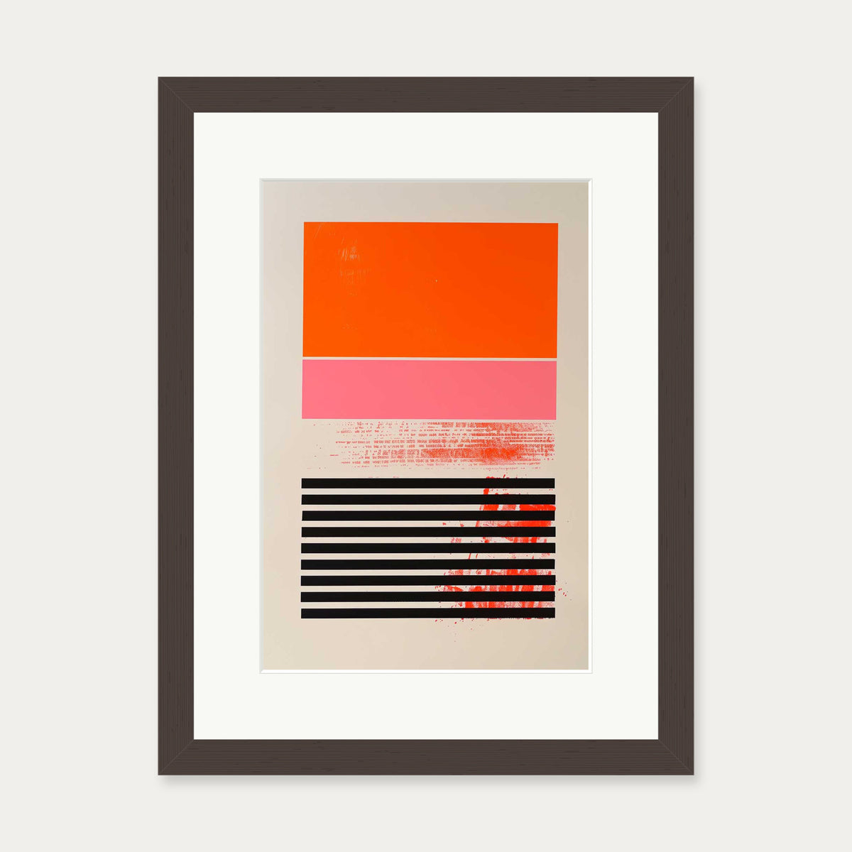 Red Block Art Print — 30 x 40 cm — Brown Frame