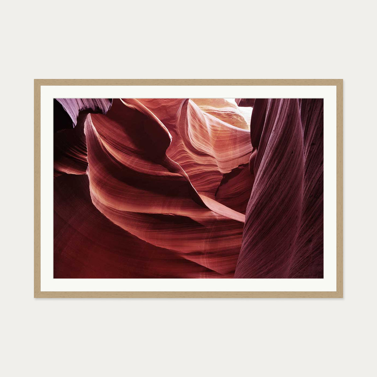 Red Valley Wall Art Print — 70 x 100 cm — Oak Frame