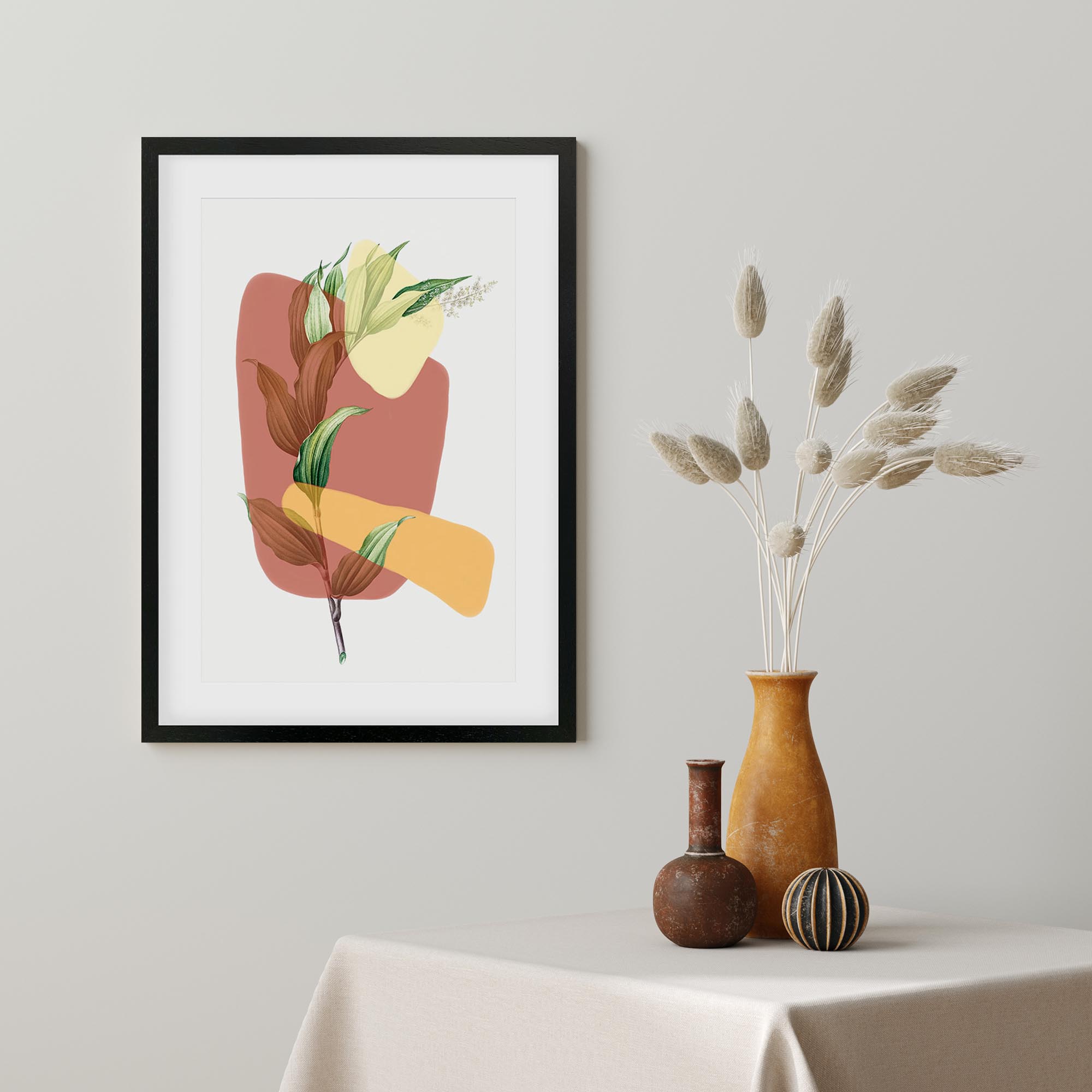 Abstract Leaf Illustration Framed Art