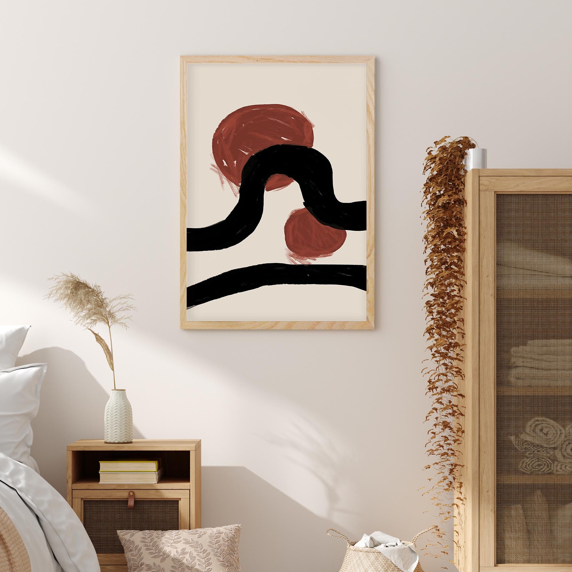Abstract Red Moons Framed Print