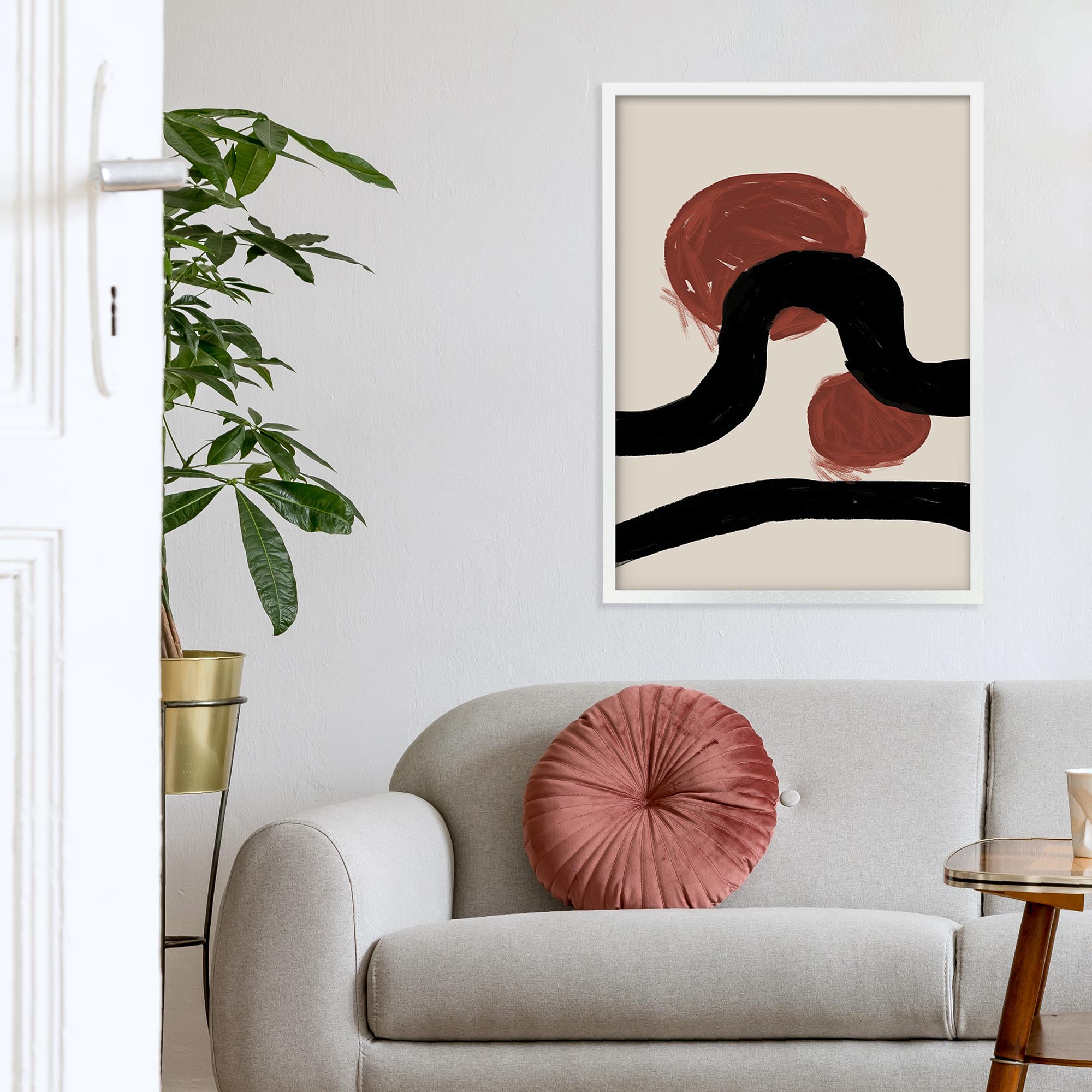 Abstract Red Moons Framed Print