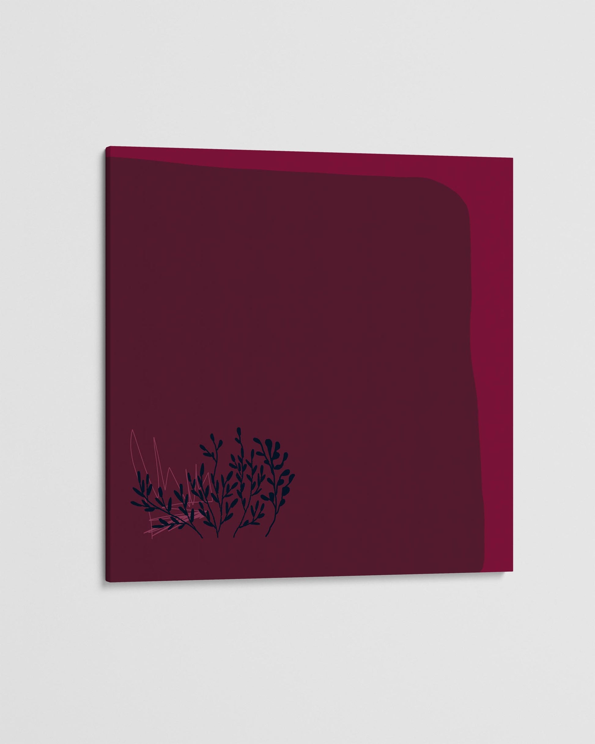 Burgundy fabric with a floral pattern on a light gray background