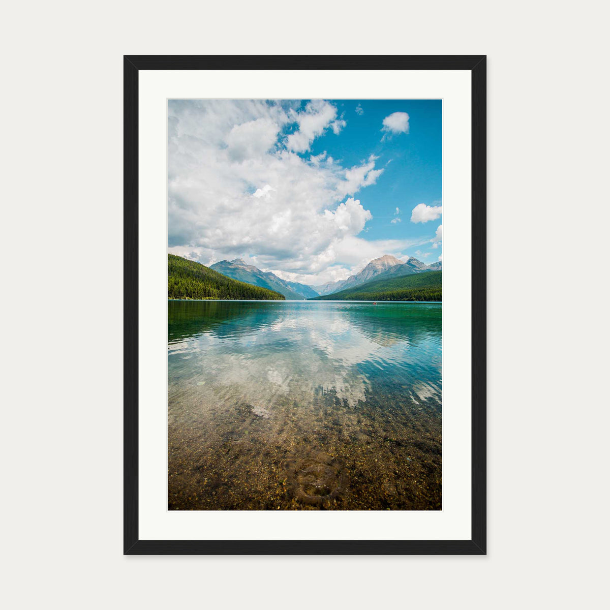 Reflection Lake Art Print — 50 x 70 cm — Black Frame