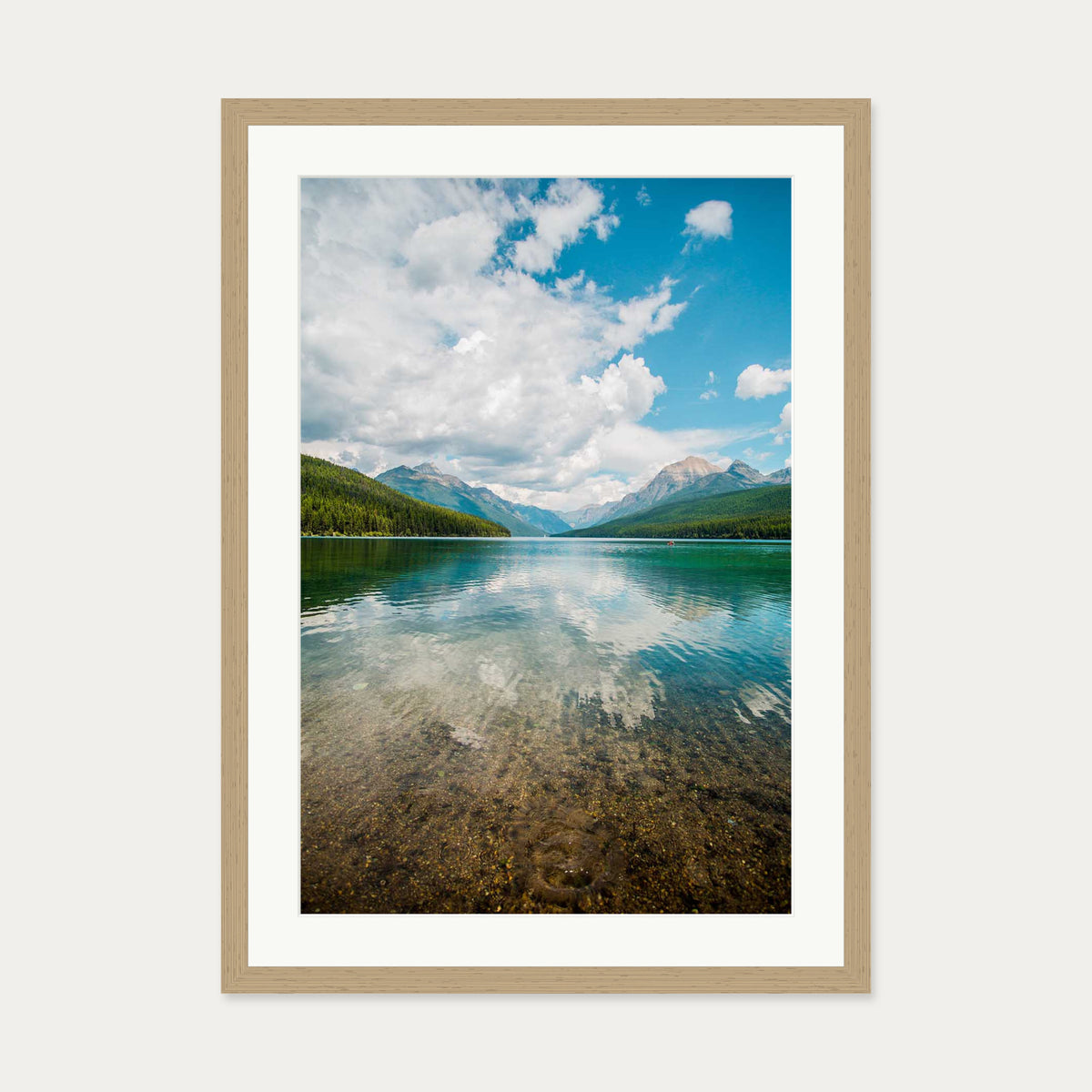 Reflection Lake Art Print — 50 x 70 cm — Oak Frame