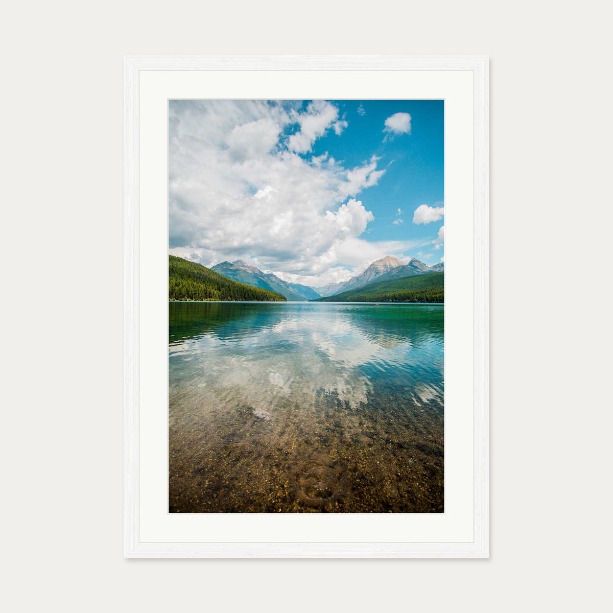 Reflection Lake Art Print — 50 x 70 cm — White Frame