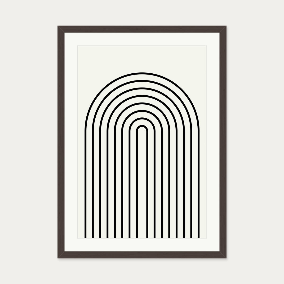 Retro Curve Art Print — 50 x 70 cm — Brown Frame