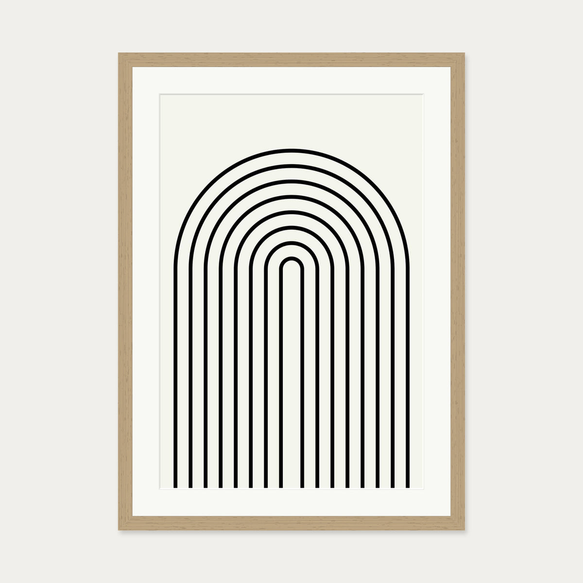 Retro Curve Art Print — 50 x 70 cm — Oak Frame