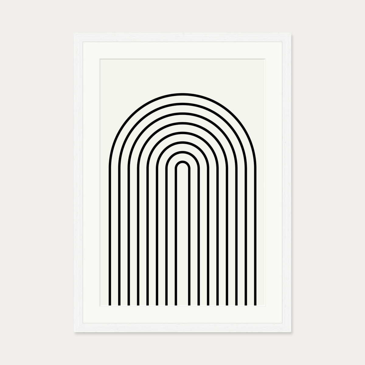 Retro Curve Art Print — 50 x 70 cm — White Frame