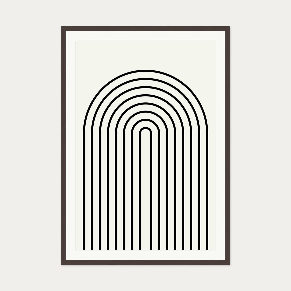 Retro Curve Art Print — 70 x 100 cm — Brown Frame