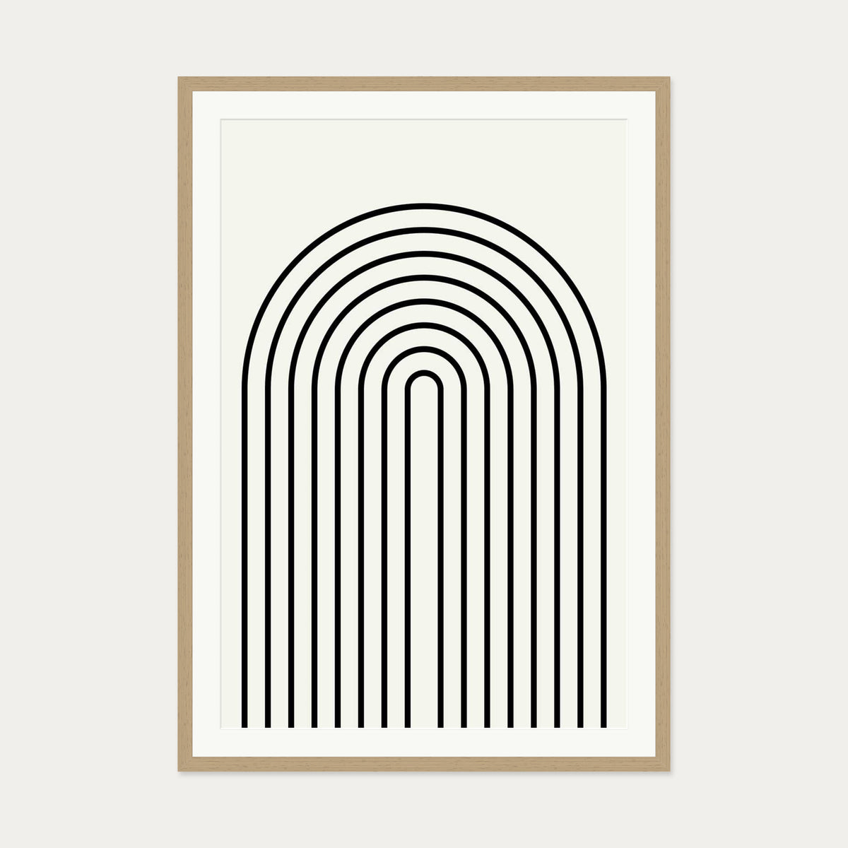 Retro Curve Art Print — 70 x 100 cm — Oak Frame