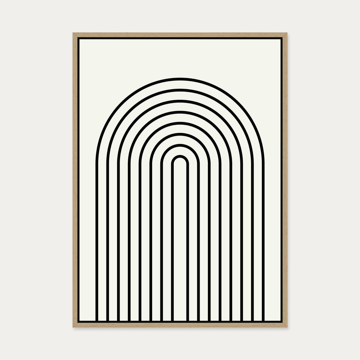 Retro Curve Canvas Art — 50 x 70 cm — Oak Frame