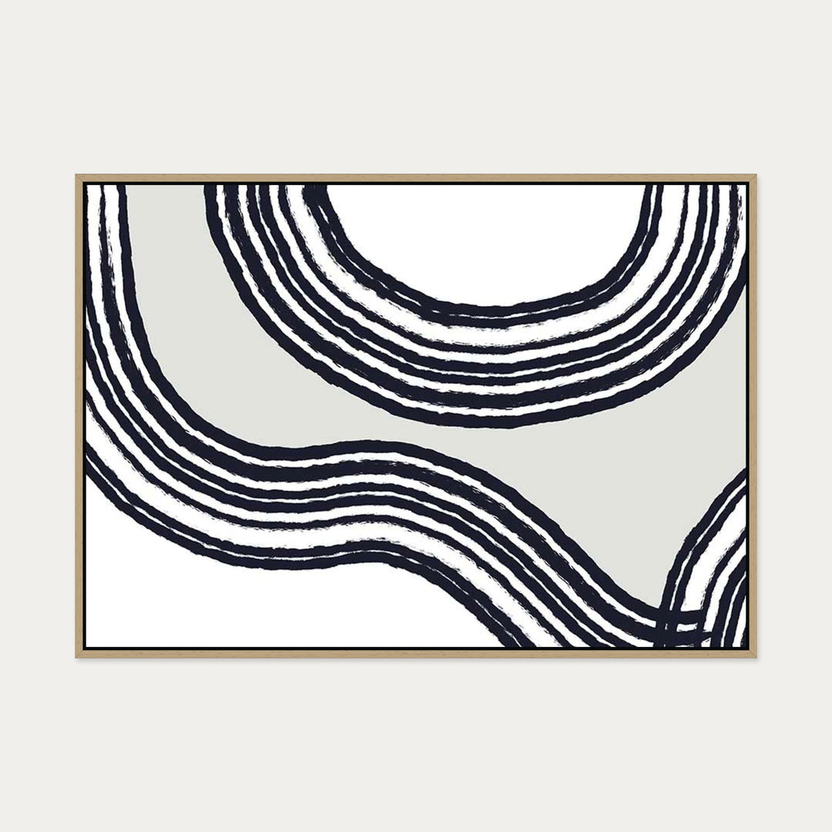 Retro Curve Canvas Art — 70 x 100 cm — Oak Frame