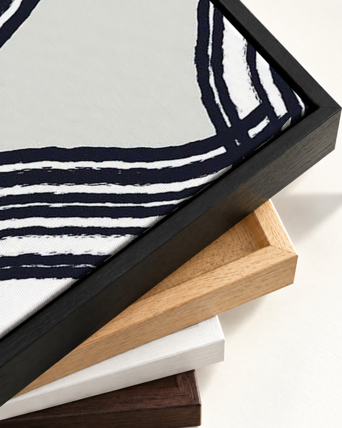 Retro Curve Canvas Art — framed canvas corner and wrapped canvas detail