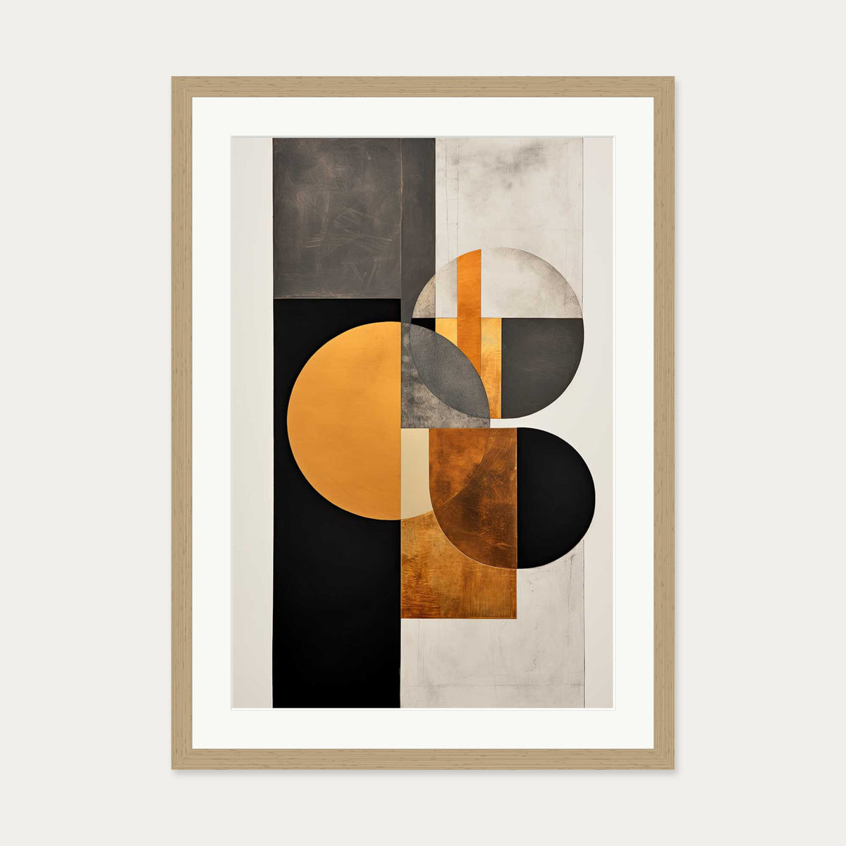 Retro Geometries Art Print — 50 x 70 cm — Oak Frame