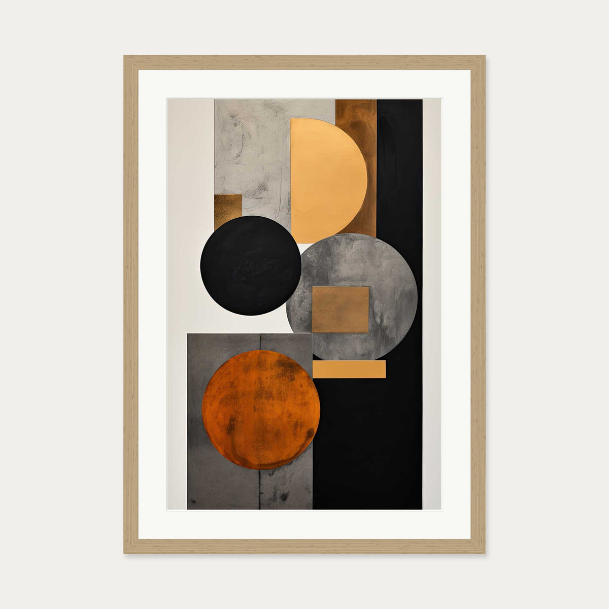 Retro Geometries II Art Print — 50 x 70 cm — Oak Frame
