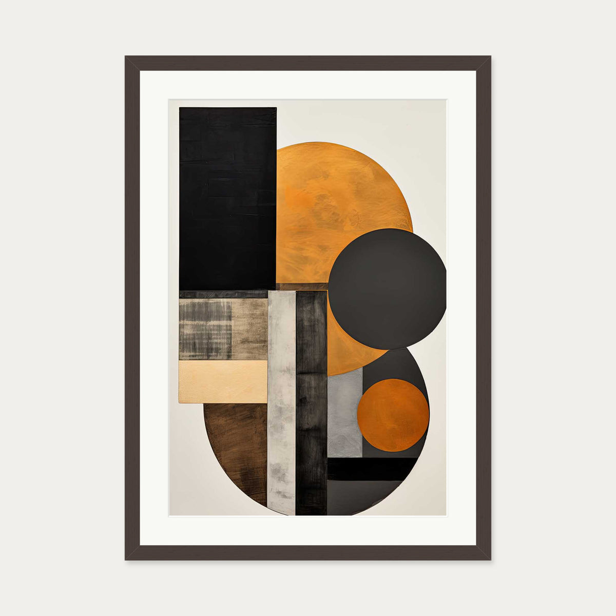 Retro Geometries III Art Print — 50 x 70 cm — Brown Frame