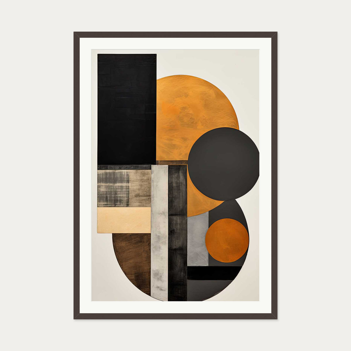 Retro Geometries III Art Print — 70 x 100 cm — Brown Frame