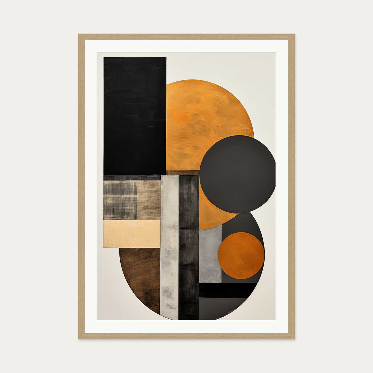 Retro Geometries III Art Print — 70 x 100 cm — Oak Frame