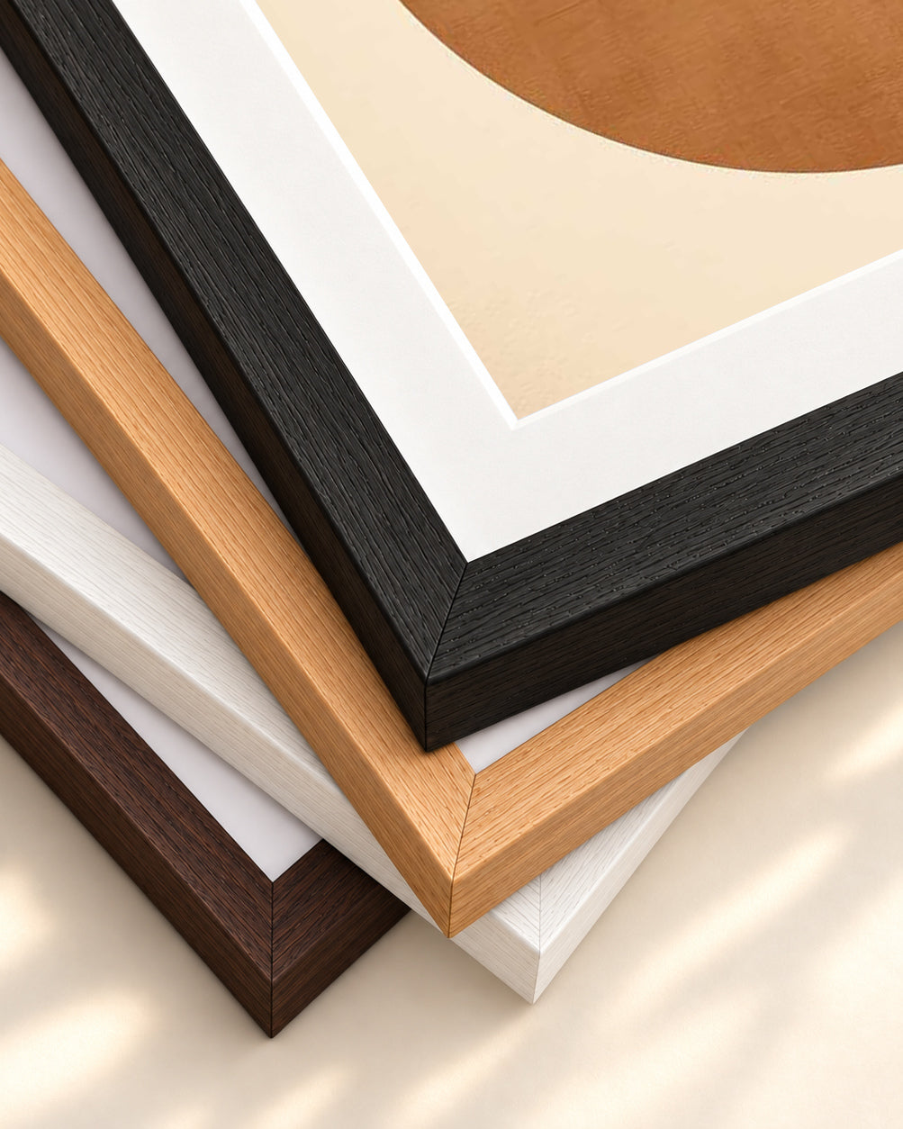 Retro Geometries V Art Print — framed print corner with 5 cm mount and bevel