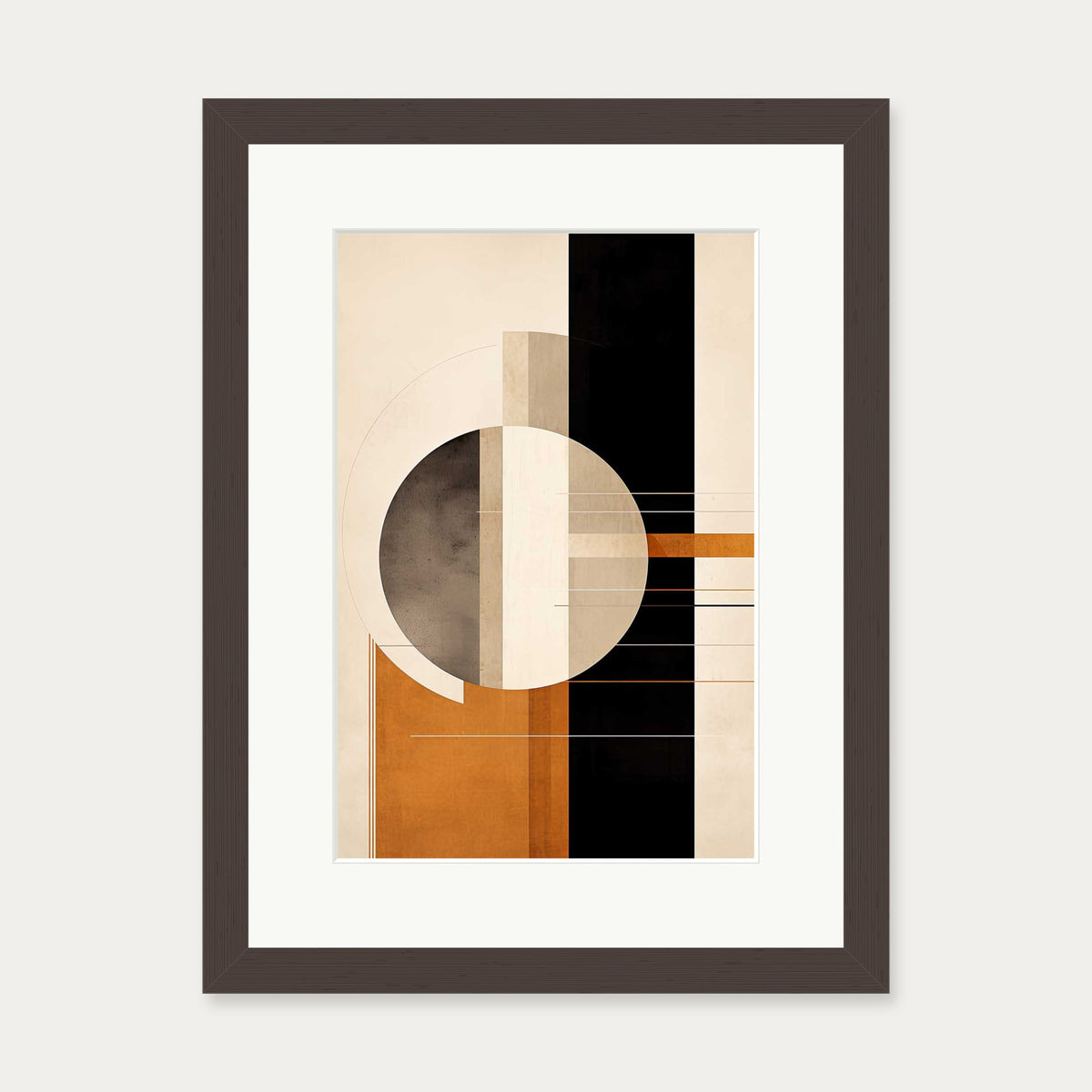 Retro Geometries VI Art Print — 30 x 40 cm — Brown Frame