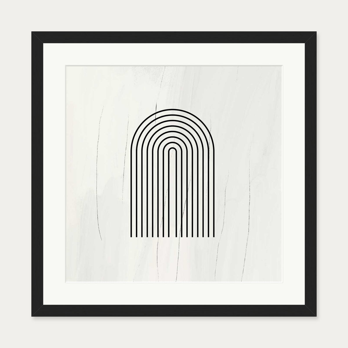 Retro Lines Beige Art Print — 50 x 50 cm — Black Frame