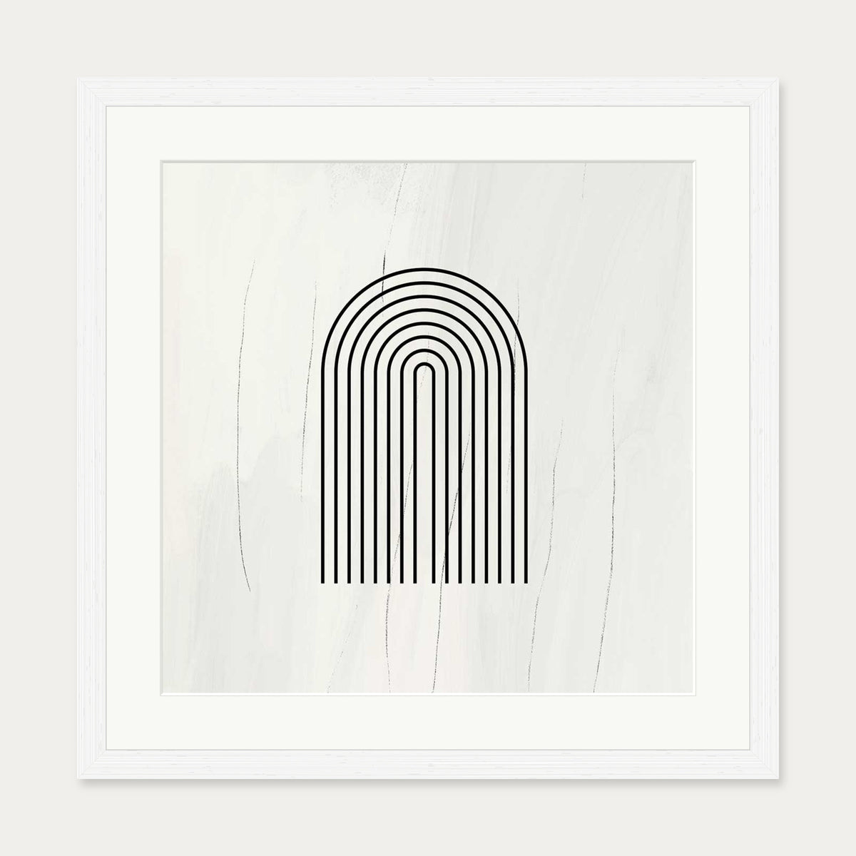 Retro Lines Beige Art Print — 50 x 50 cm — White Frame
